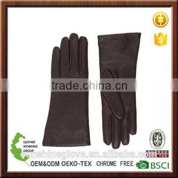 women Tech-Smart long brown leather Gloves