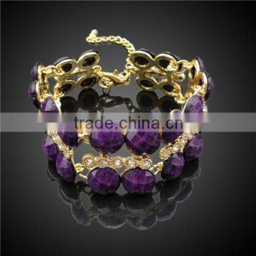 Shining Popular Handmade African Beads Pink Resin Jewelry Set Rings Jewelry Purple Stone photo-4