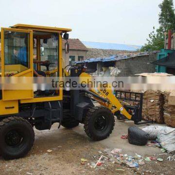 mini Forklift wheel Loader/zl08 mini Wheel Loader with pallet fork /Front end Loader for block lifting