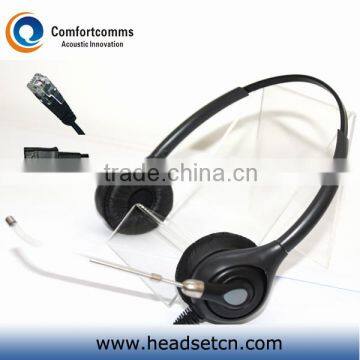 Noise cancelling binaural communication call center phone RJ11 headset HSM-602TPQDRJ