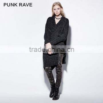 PM-032 Gothic Broken Hold Loose Overside Asymmetric Thick Wool Cloak Sweater