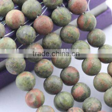 2.0mm Large Hole Hot Selling Round Matte Unakite Gemstone Loose Beads Approximate 15.5 Inch