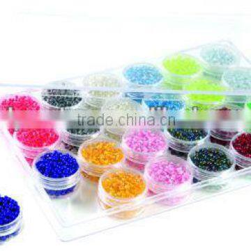 Jewelry plastic bead box Clear Rectangle Acrylic Box With 24 Scrw-top Vials