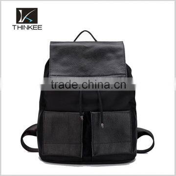 fashion black oxford and calfskin casual flap backpacks for ladies leather backpack