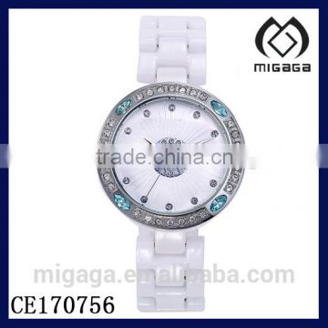 fashion high quality OEM ODM sapphire crystal watches rhinestone bezel*beautiful sapphire crystal ceramic watches