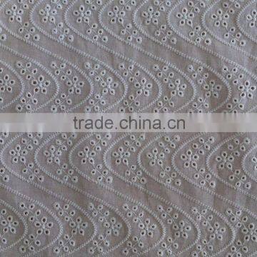 Top quality white cotton lace embroidery fabric