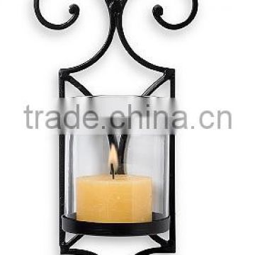 Black Iron Vertical Wall Hanging Candle Holder Sconce, Metal Candle Holder