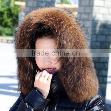 Hot sale big real raccoon fur collar for jacket with good price