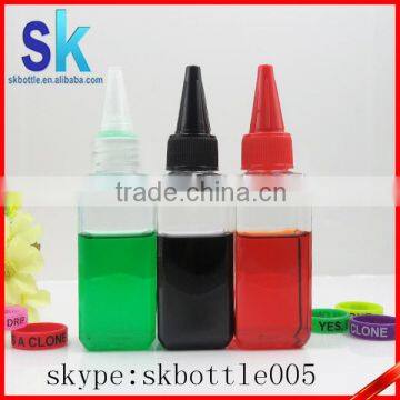 High Qaulity 50ml pet square plastic bottle with twist cap