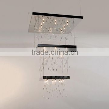 Luxury Crystal Hotel Chandelier Metal Chrome Chandelier Three Tier for Decorative