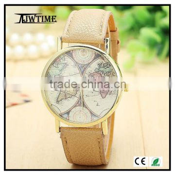 2016 new design lady map dial watch fashion watch relojes de mujer,alibaba china japan movt quartz watch stainless steel back