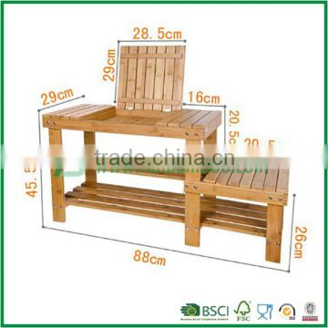 Bamboo Shoe Rack, Bench, Stool, Seat with Storage Draw On Top,high and low levels