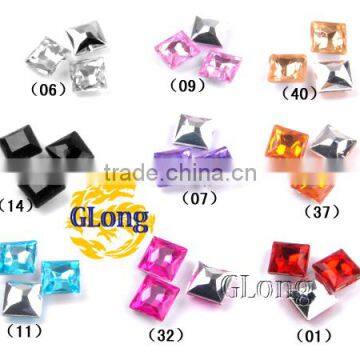 8*8mm Square Shaped Acrylic Point Back Mix Color Rhinestone&Crystal For Stylish Bags Garment Shoes #GY013-8P(Mix-s)