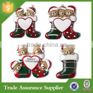 Christmas hat bear resin christmas ornaments with names