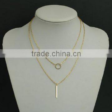 Lady fashion jewelry loop and strip pendant tassel multilayer necklace