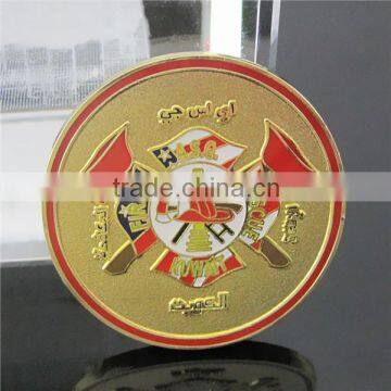 Enamel Round Commemorative Coin / USA and Kuwait Crossed Flag Souvenir Coin