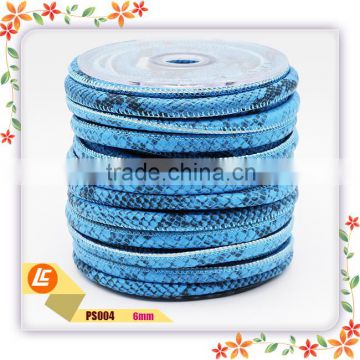 Cheap Price Stitching snake printed PU leather cord for wholesale