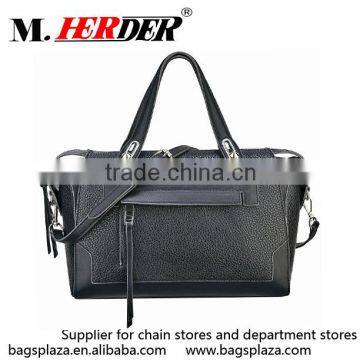 M7003 Alibaba China black soft 100% genuine leather ladies handbags