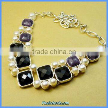 Wholesale Fashion Women's Amethys Gemstone Chunky Necklaces GN-N026