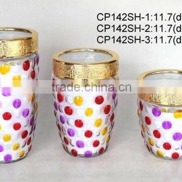 CP142SH hand-paind glass jar with plastic lid