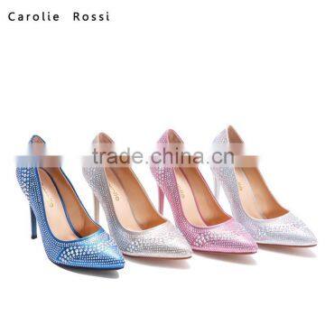 China high quality handmade diamond sexy women high heel dress shoes