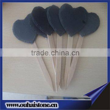 Wholesale useful crafts heart shaped slate stone flower markers