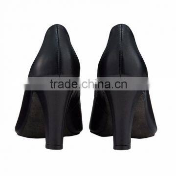 Top Quality Dress Ladies Round Toe Shape Classic Breatheable PU Lining Comfortable Black Sheep Skin Pump Shoes photo-3