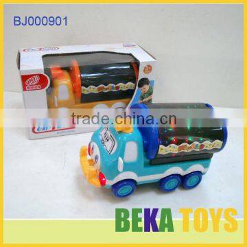 2014 New Plastic Toys Lovely LED Cartoon Truck Toy Electronic Moving Truck