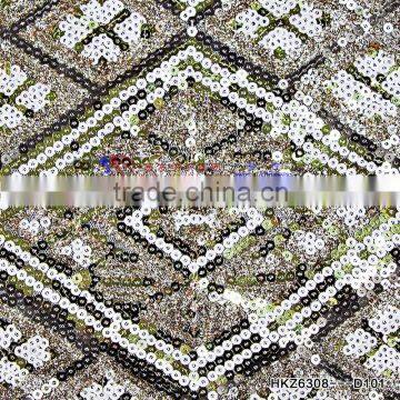 New arrival 2017 Geometric Sequin Embroidery Fabric for Costume Garment in colorfull 3 mm Sequine mesh Fabric OEM Paillette