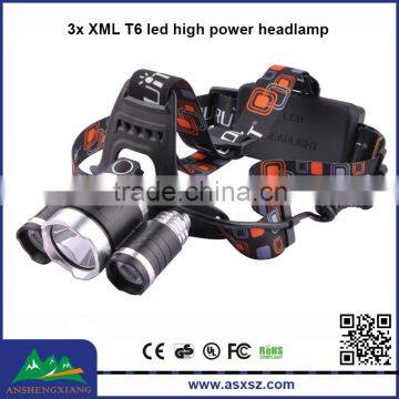 RJ-3000 3x T6 led 1800Lm 4 Mode rechargeable high power headlamp