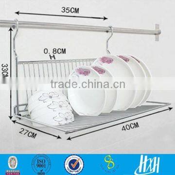 Wall amount steel dish drainer/wall hanging dinner dish drying rack