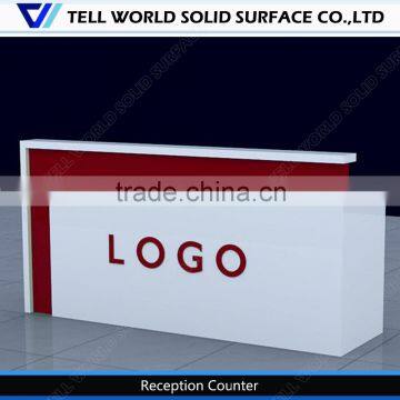 Artificial stone white reception desk price with mini size