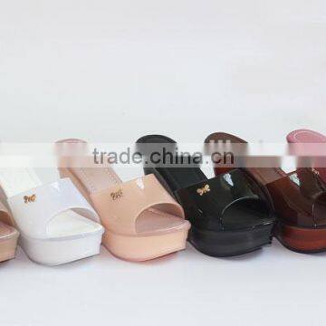 2015 New Lady's PVC jelly wedge slipper sandal