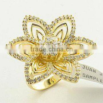 Plated 18k Gold 925 Solid Silver Flower Rings