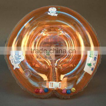 transparent orange inflatable pvc baby swimming neck ring