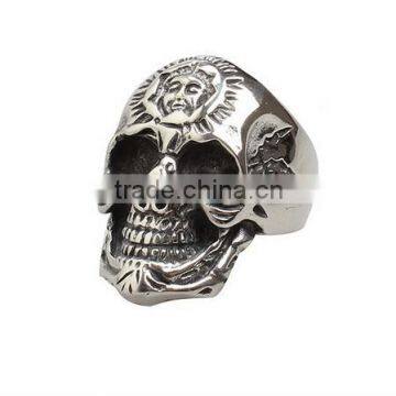 Wholesale Titanium Stainless Steel Silver Mens Skull Rings Jewelry