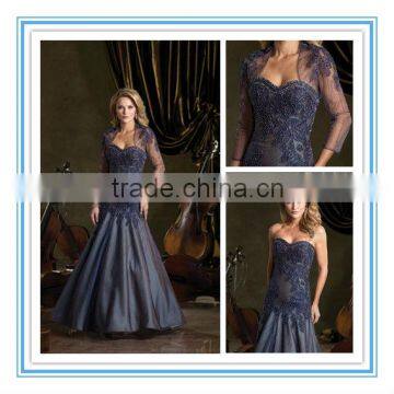 Two Pieces Taffeta Strapless A-line Party Gown Sweetheart Beaded Sexy Mother of the Bride Dress with Jacket 2015(MOMO-3030)