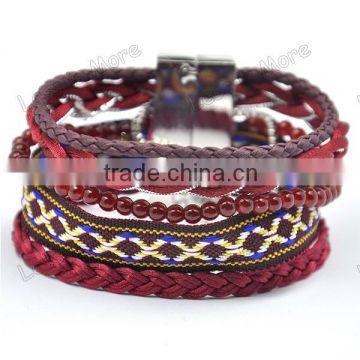 Fashion red beads bracelet tassel design handmade weave charm bangle