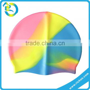 Fashionable logo customized waterproof mixed colors silicone rubber swimming caps