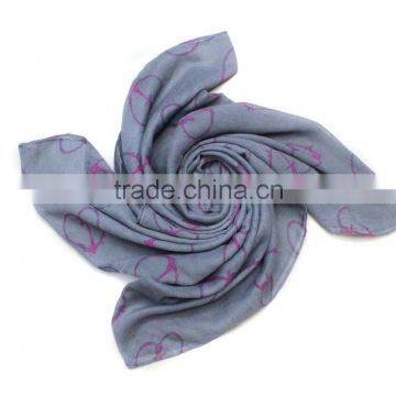 Heart Printed Orange Color Women Muslim Head Scarf photo-3