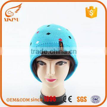 Wholesale 100% Acrylic beanie pompom crochet knit winter hat custom