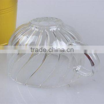 Wholesale High Borosilicate Glass Drinking Cup With Saucer and Handle in Stripe Glass for Tea or Coffee photo-2