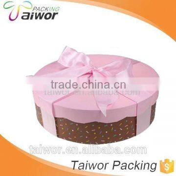 Paper round cometic products gifts box with a nice ribbon decoration package