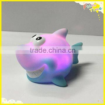 Wholesale Promotional Rubber Baby Bath Toy Big Eyes Soft Toy Shark LED