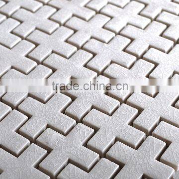 Crackled Glossy And Matt Cross Ceramic Mosaic Tile