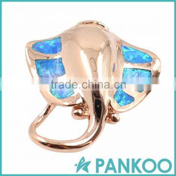 Factory Directly Elephant Design Blue Drop Opal Sterling Silver Necklace Pendant for Lady