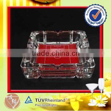 Red colored bottom large crystal ashtrays for sale