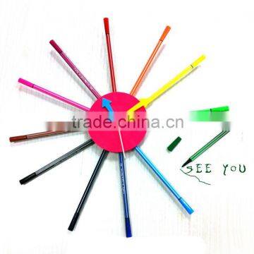 2013 new products DIY colourful silicon quartz wall clock -- with 12 color pen for decorate