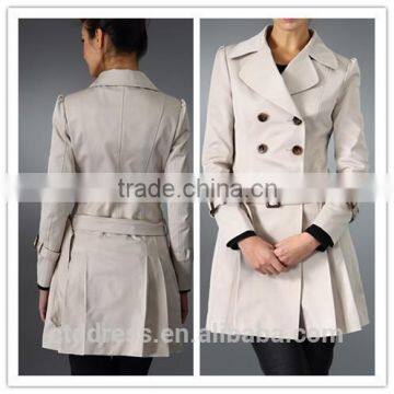2014 Top Quality 100% cotton beige korean style fashion women coat