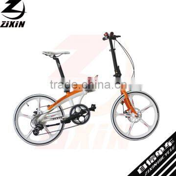 20 inch aluminum alloy frame foldable bike Disc brake magnesium integrated wheels bicycle with derailleur